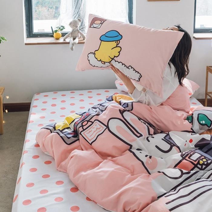 91家纺网 家纺一手货源 找家纺 窝米 2020设计师合作款大版卡通全棉四件套 蛋糕物语