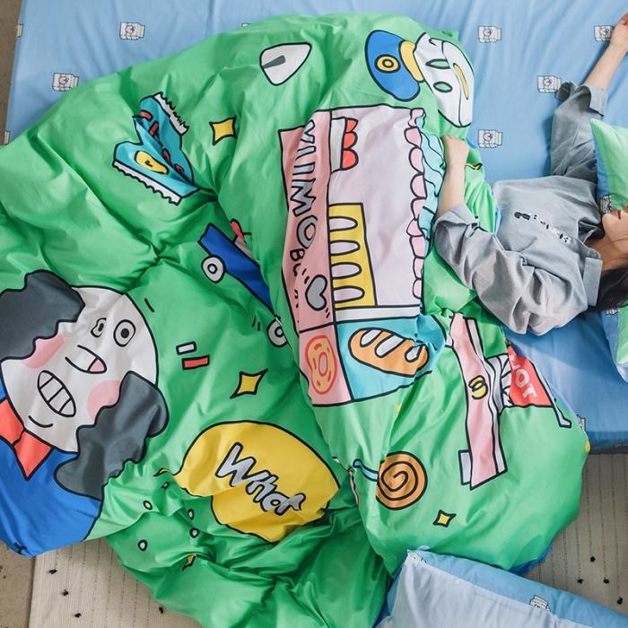 91家纺网 家纺一手货源 找家纺 窝米 2020设计师合作款大版卡通全棉四件套 怪蜀黍