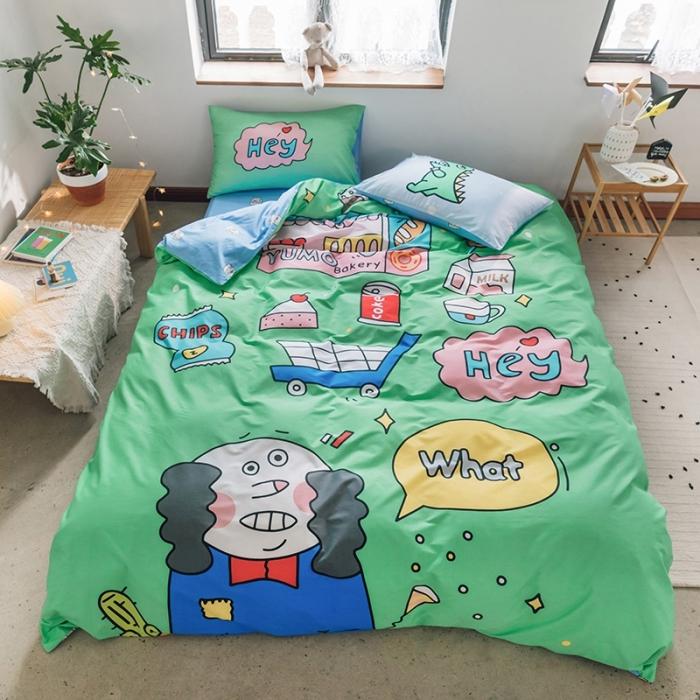 91家纺网 家纺一手货源 找家纺 窝米 2020设计师合作款大版卡通全棉四件套 怪蜀黍