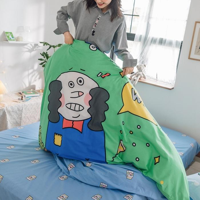 91家纺网 家纺一手货源 找家纺 窝米 2020设计师合作款大版卡通全棉四件套 怪蜀黍