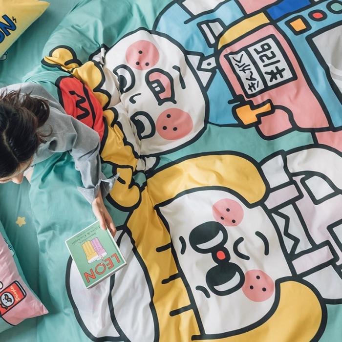 91家纺网 家纺一手货源 找家纺 窝米 2020设计师合作款大版卡通全棉四件套 收银员