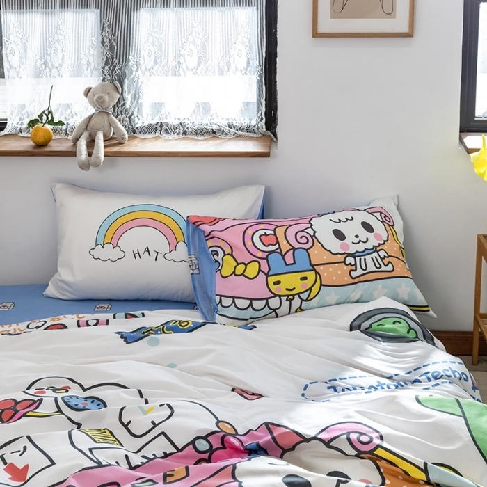 91家纺网 家纺一手货源 找家纺 窝米 2020设计师合作款大版卡通全棉四件套 守护甜心