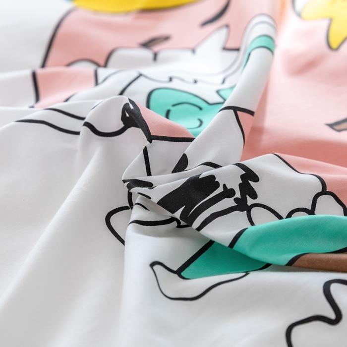 91家纺网 家纺一手货源 找家纺 窝米 2020设计师合作款大版卡通全棉四件套 甜甜圈