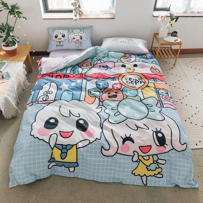 91家纺网 家纺一手货源 找家纺 窝米 2020设计师合作款大版卡通全棉四件套 甜心公主