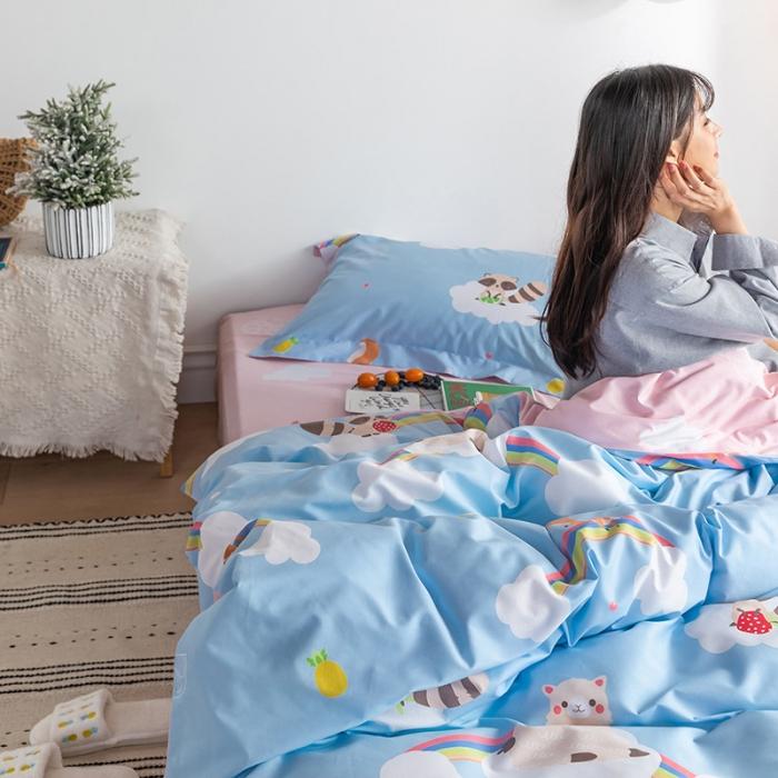 91家纺网 家纺一手货源 找家纺 窝米 2020春夏新品-萌系卡通风系列四件套 彩虹合唱团