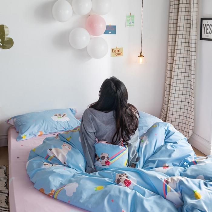 91家纺网 家纺一手货源 找家纺 窝米 2020春夏新品-萌系卡通风系列四件套 彩虹合唱团