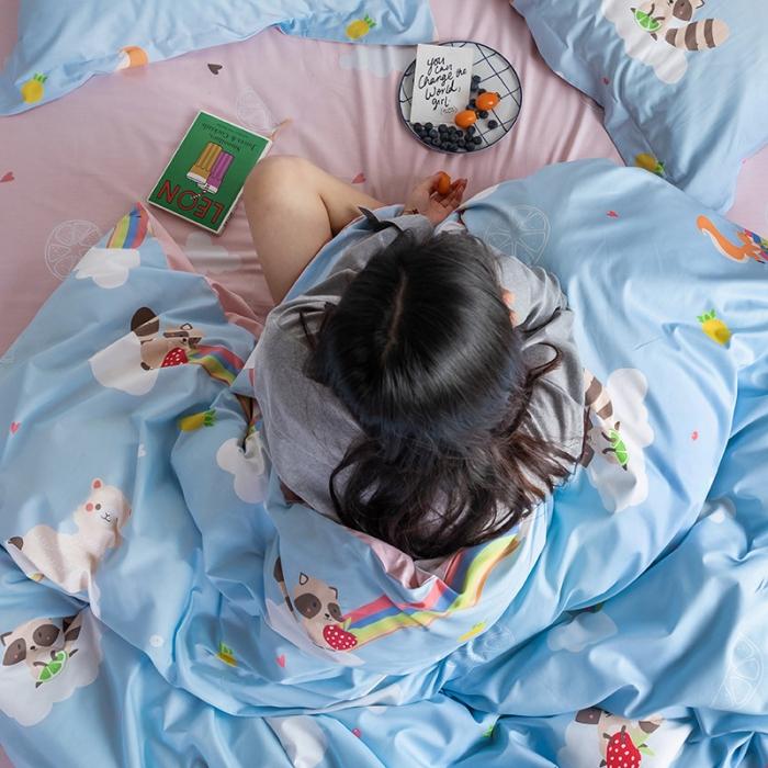 91家纺网 家纺一手货源 找家纺 窝米 2020春夏新品-萌系卡通风系列四件套 彩虹合唱团