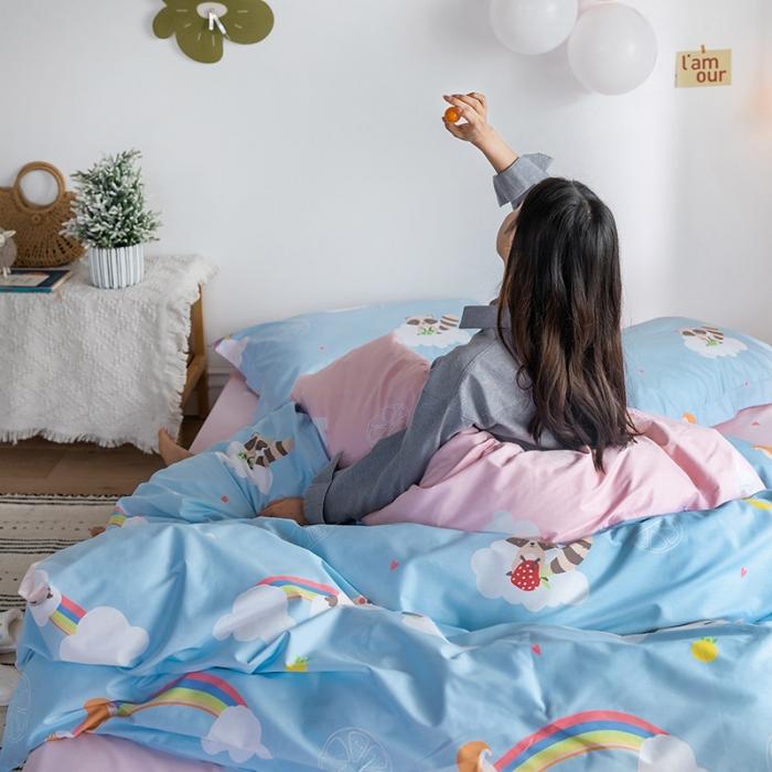 91家纺网 家纺一手货源 找家纺 窝米 2020春夏新品-萌系卡通风系列四件套 彩虹合唱团