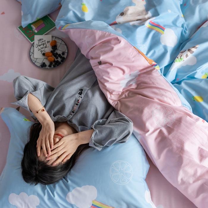 91家纺网 家纺一手货源 找家纺 窝米 2020春夏新品-萌系卡通风系列四件套 彩虹合唱团