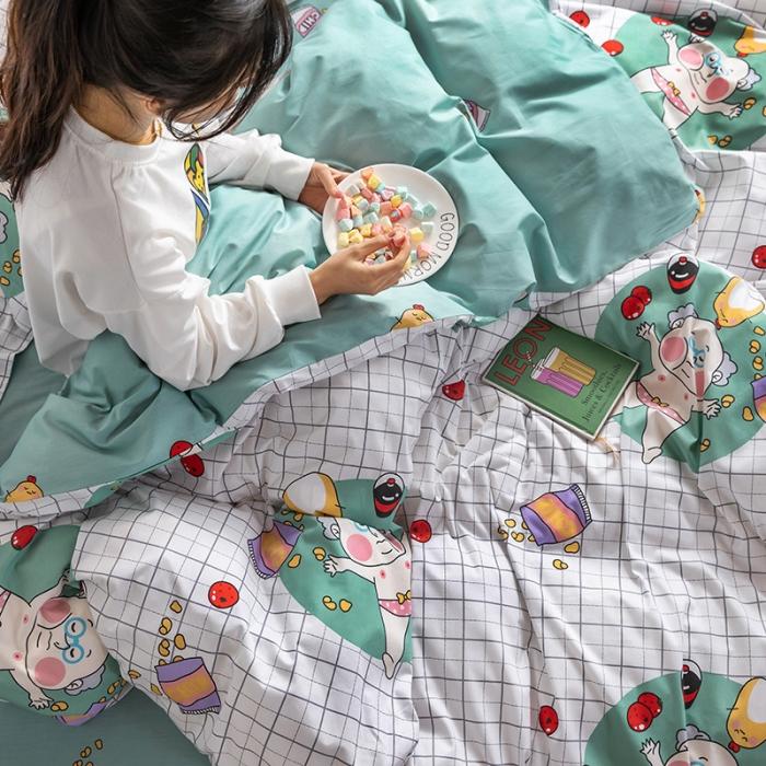 91家纺网 家纺一手货源 找家纺 窝米 2020春夏新品-萌系卡通风系列四件套 可爱老头