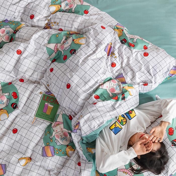 91家纺网 家纺一手货源 找家纺 窝米 2020春夏新品-萌系卡通风系列四件套 可爱老头