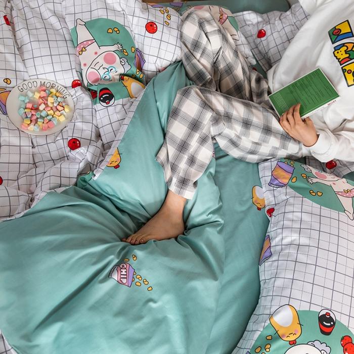 91家纺网 家纺一手货源 找家纺 窝米 2020春夏新品-萌系卡通风系列四件套 可爱老头