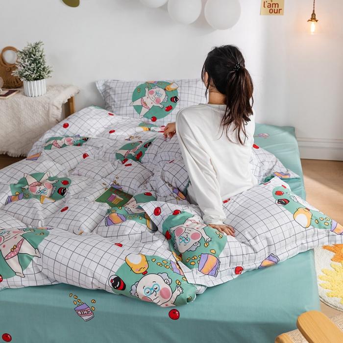 91家纺网 家纺一手货源 找家纺 窝米 2020春夏新品-萌系卡通风系列四件套 可爱老头