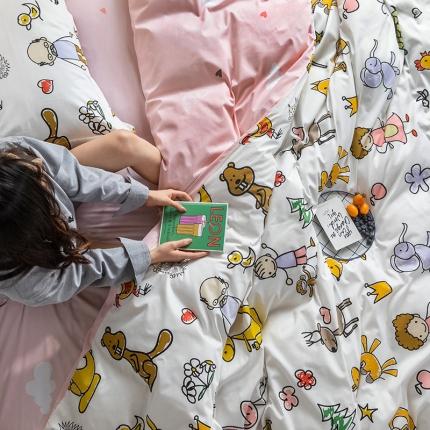 窝米 2020春夏新品-萌系卡通风系列四件套 乐乐的花园