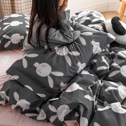 窝米 2020春夏新品-萌系卡通风系列四件套 萌萌兔灰