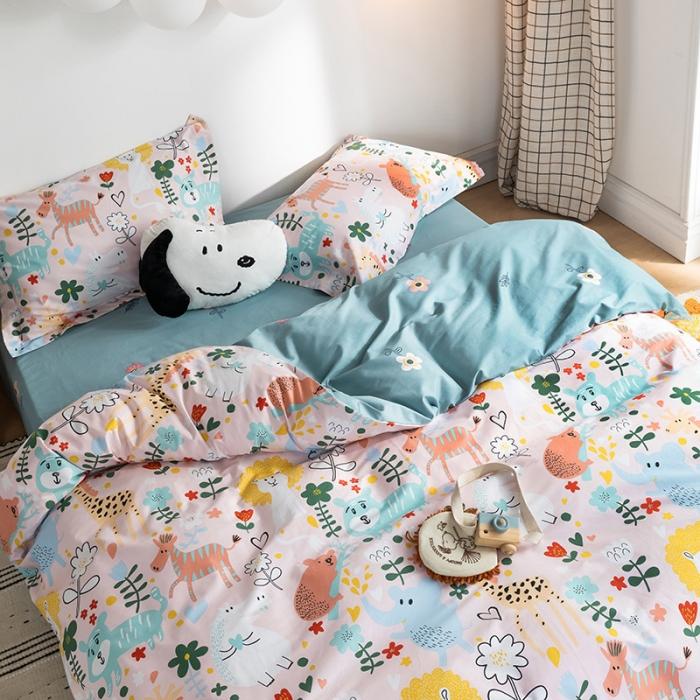 91家纺网 家纺一手货源 找家纺 窝米 2020春夏新品-萌系卡通风系列四件套 青青草地