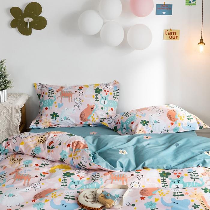 91家纺网 家纺一手货源 找家纺 窝米 2020春夏新品-萌系卡通风系列四件套 青青草地