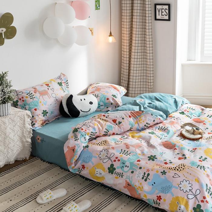 91家纺网 家纺一手货源 找家纺 窝米 2020春夏新品-萌系卡通风系列四件套 青青草地