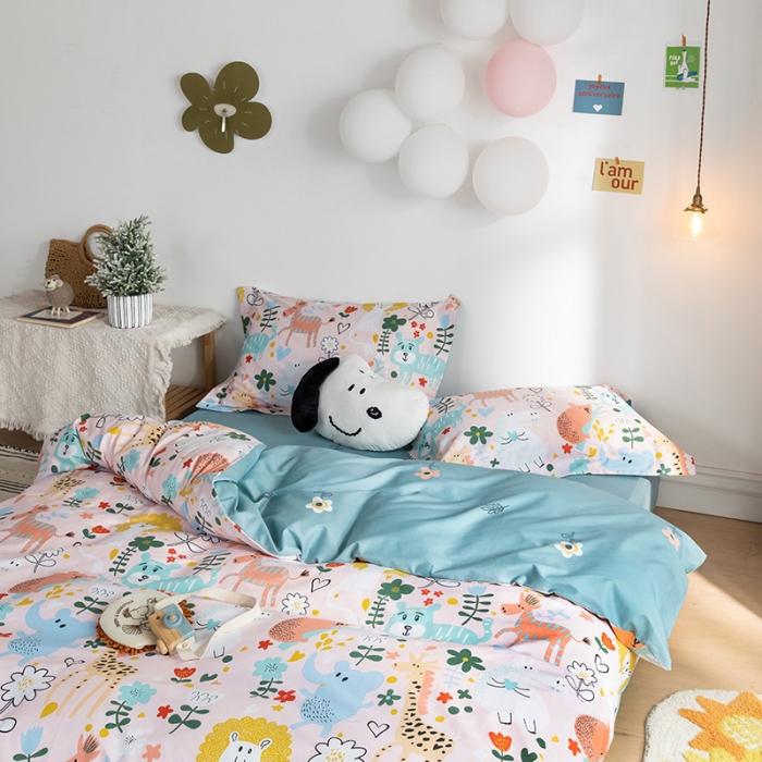 91家纺网 家纺一手货源 找家纺 窝米 2020春夏新品-萌系卡通风系列四件套 青青草地