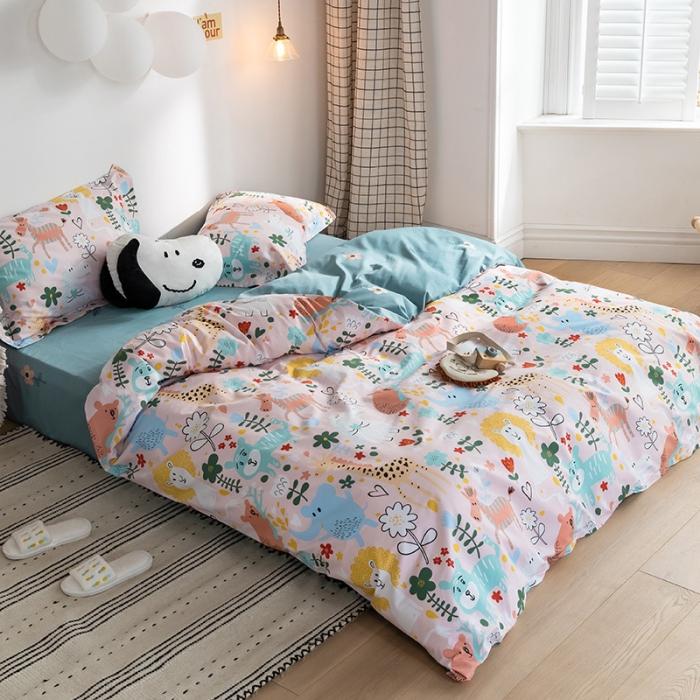 91家纺网 家纺一手货源 找家纺 窝米 2020春夏新品-萌系卡通风系列四件套 青青草地