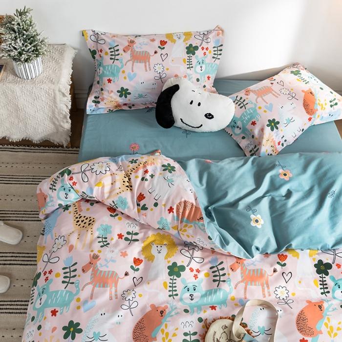 91家纺网 家纺一手货源 找家纺 窝米 2020春夏新品-萌系卡通风系列四件套 青青草地