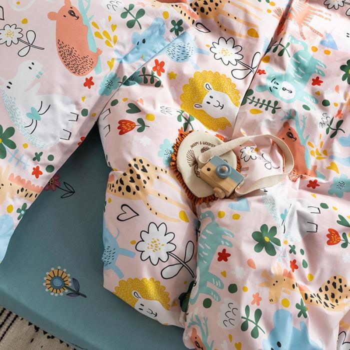 91家纺网 家纺一手货源 找家纺 窝米 2020春夏新品-萌系卡通风系列四件套 青青草地