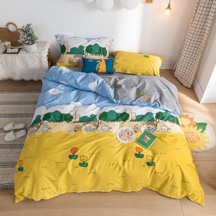 91家纺网 家纺一手货源 找家纺 窝米 2020春夏新品-萌系卡通风系列四件套 田野