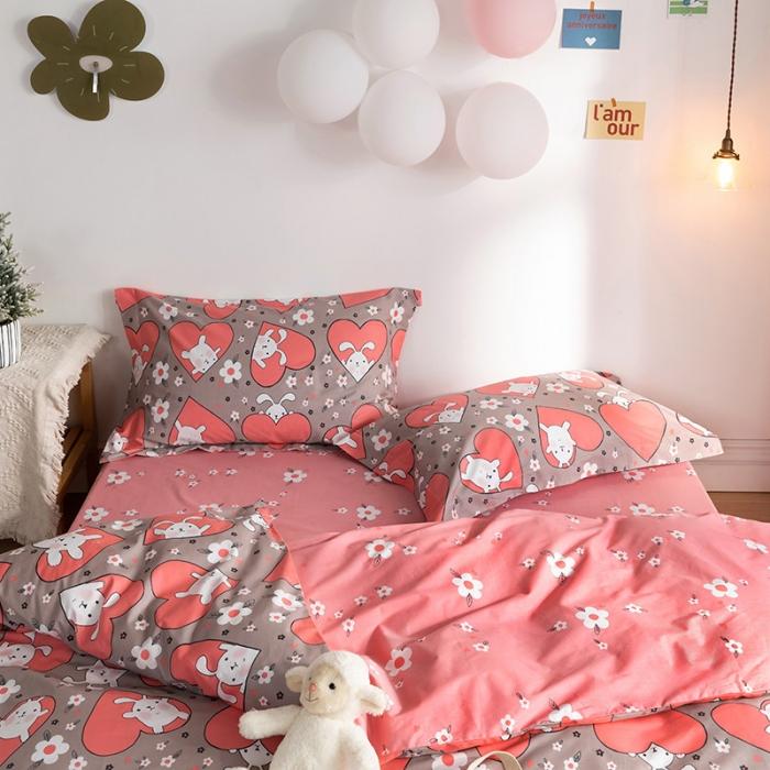 91家纺网 家纺一手货源 找家纺 窝米 2020春夏新品-萌系卡通风系列四件套 兔精灵