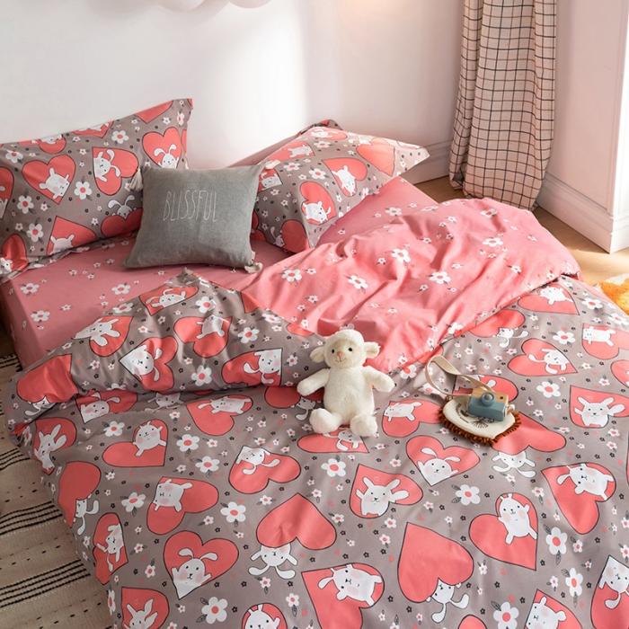 91家纺网 家纺一手货源 找家纺 窝米 2020春夏新品-萌系卡通风系列四件套 兔精灵