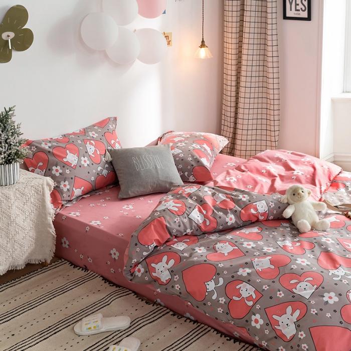 91家纺网 家纺一手货源 找家纺 窝米 2020春夏新品-萌系卡通风系列四件套 兔精灵