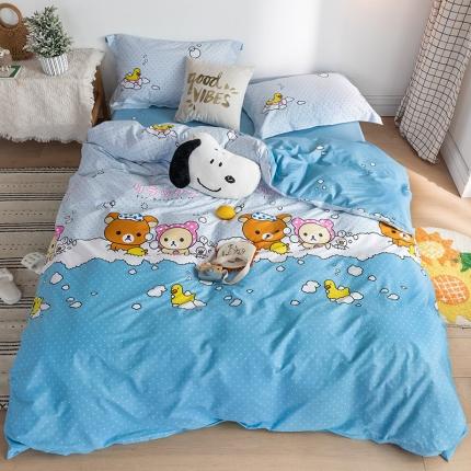 91家纺网 家纺一手货源 找家纺 窝米 2020春夏新品-萌系卡通风系列四件套 洗澡啦