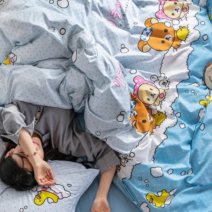 91家纺网 家纺一手货源 找家纺 窝米 2020春夏新品-萌系卡通风系列四件套 洗澡啦