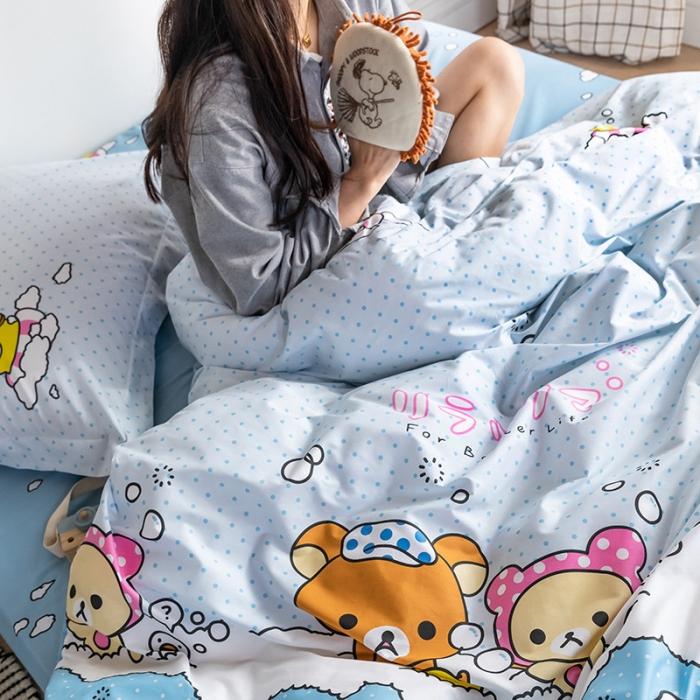 91家纺网 家纺一手货源 找家纺 窝米 2020春夏新品-萌系卡通风系列四件套 洗澡啦