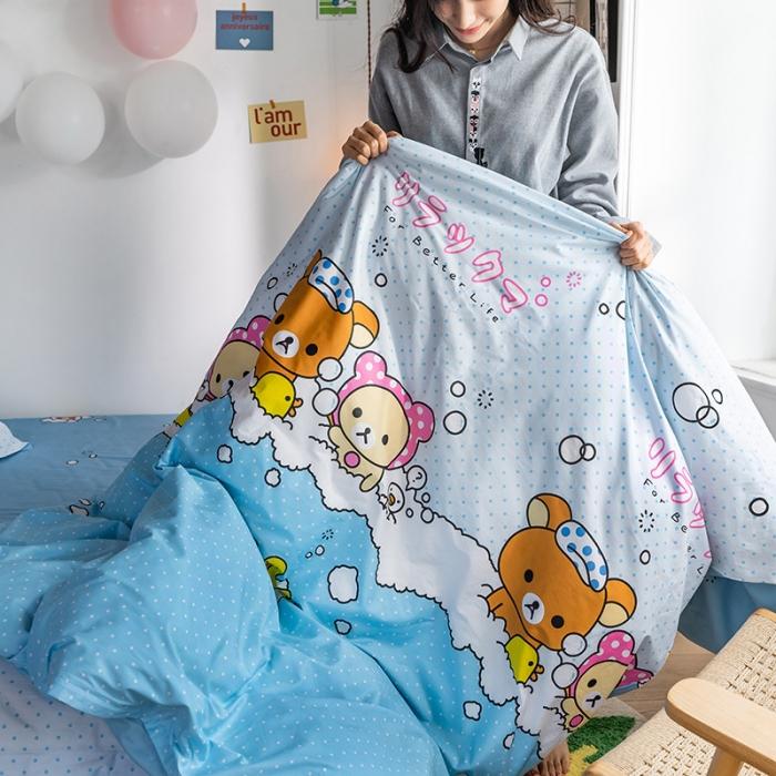 91家纺网 家纺一手货源 找家纺 窝米 2020春夏新品-萌系卡通风系列四件套 洗澡啦