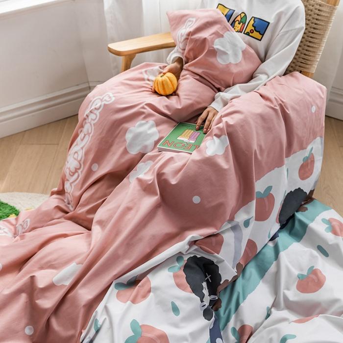 91家纺网 家纺一手货源 找家纺 窝米 2020春夏新品-萌系卡通风系列四件套 小桃子