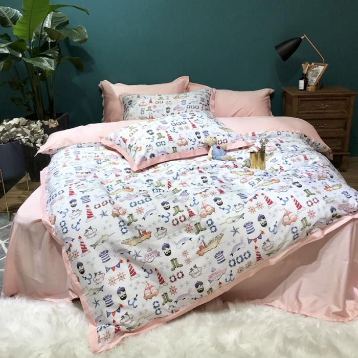 91家纺网 家纺一手货源 找家纺 太古汇 2020新款60支数码印花四件套 贝亚特-白