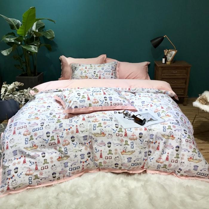 91家纺网 家纺一手货源 找家纺 太古汇 2020新款60支数码印花四件套 贝亚特-白