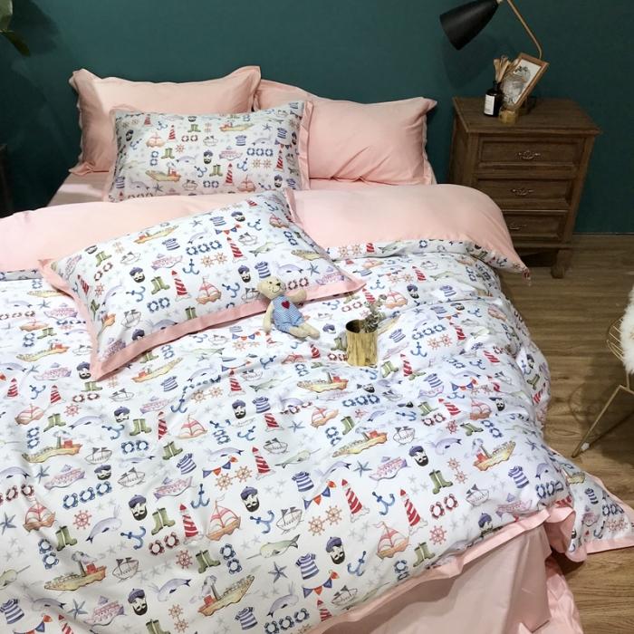 91家纺网 家纺一手货源 找家纺 太古汇 2020新款60支数码印花四件套 贝亚特-白