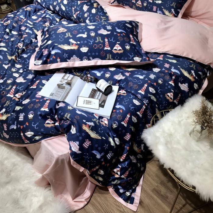 91家纺网 家纺一手货源 找家纺 太古汇 2020新款60支数码印花四件套 贝亚特-蓝