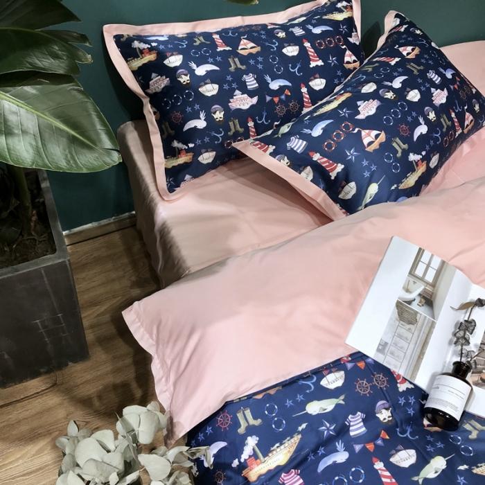 91家纺网 家纺一手货源 找家纺 太古汇 2020新款60支数码印花四件套 贝亚特-蓝