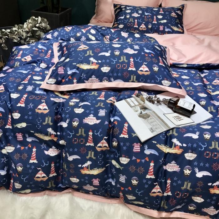 91家纺网 家纺一手货源 找家纺 太古汇 2020新款60支数码印花四件套 贝亚特-蓝