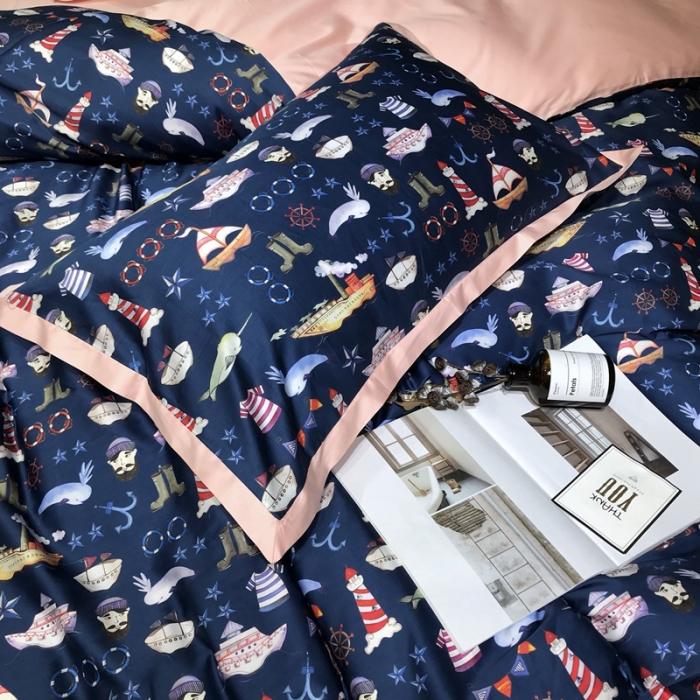 91家纺网 家纺一手货源 找家纺 太古汇 2020新款60支数码印花四件套 贝亚特-蓝