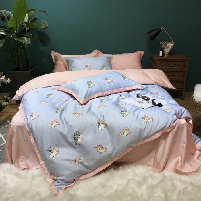 91家纺网 家纺一手货源 找家纺 太古汇 2020新款60支数码印花四件套 碧琦-蓝