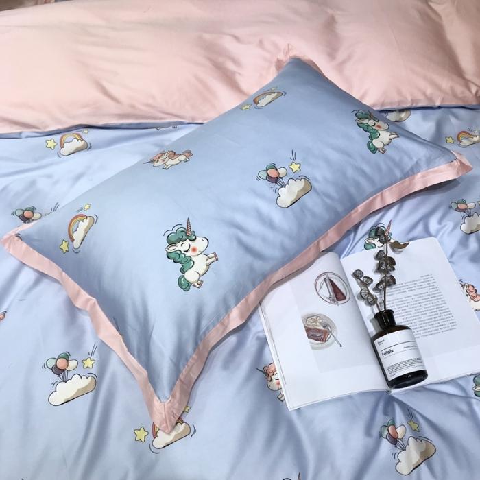 91家纺网 家纺一手货源 找家纺 太古汇 2020新款60支数码印花四件套 碧琦-蓝