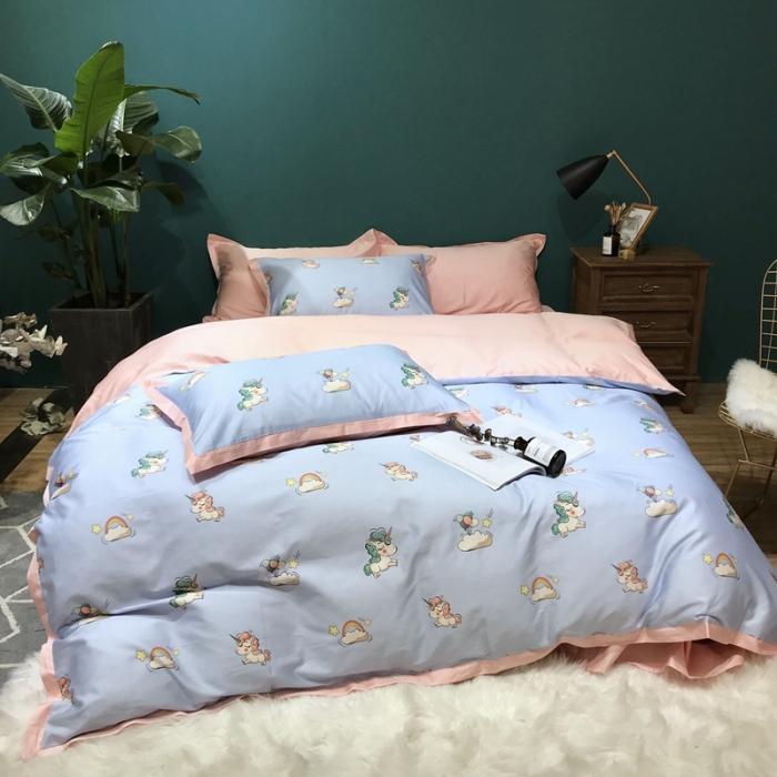 91家纺网 家纺一手货源 找家纺 太古汇 2020新款60支数码印花四件套 碧琦-蓝