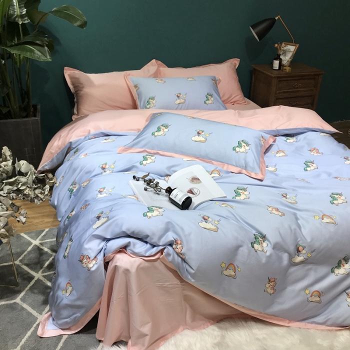 91家纺网 家纺一手货源 找家纺 太古汇 2020新款60支数码印花四件套 碧琦-蓝