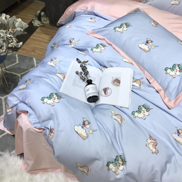 91家纺网 家纺一手货源 找家纺 太古汇 2020新款60支数码印花四件套 碧琦-蓝