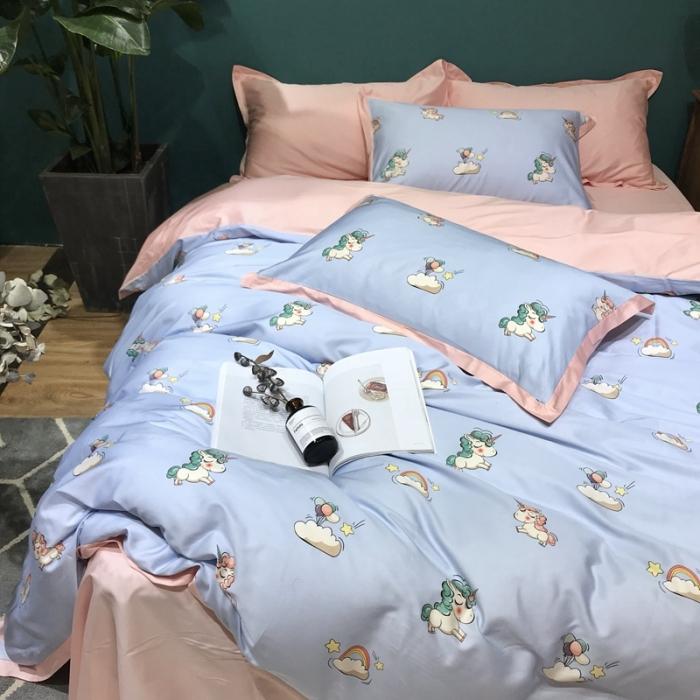 91家纺网 家纺一手货源 找家纺 太古汇 2020新款60支数码印花四件套 碧琦-蓝