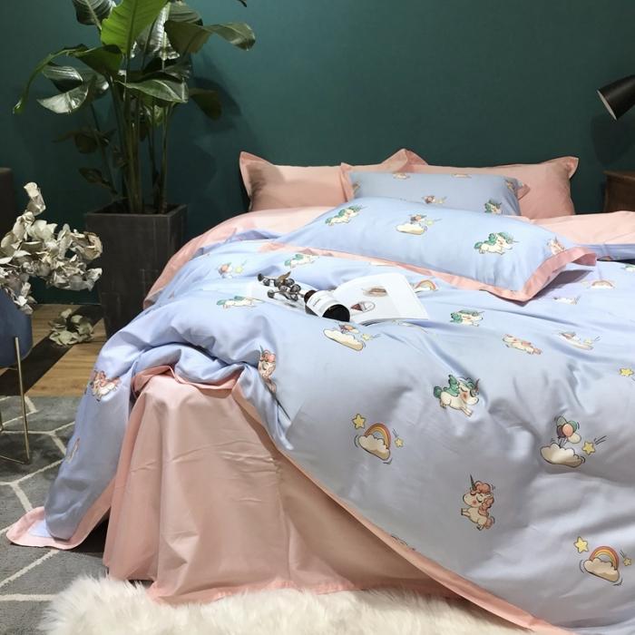 91家纺网 家纺一手货源 找家纺 太古汇 2020新款60支数码印花四件套 碧琦-蓝