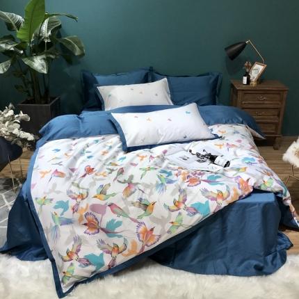 91家纺网 家纺一手货源 找家纺 太古汇 2020新款60支数码印花四件套 布伦达-白